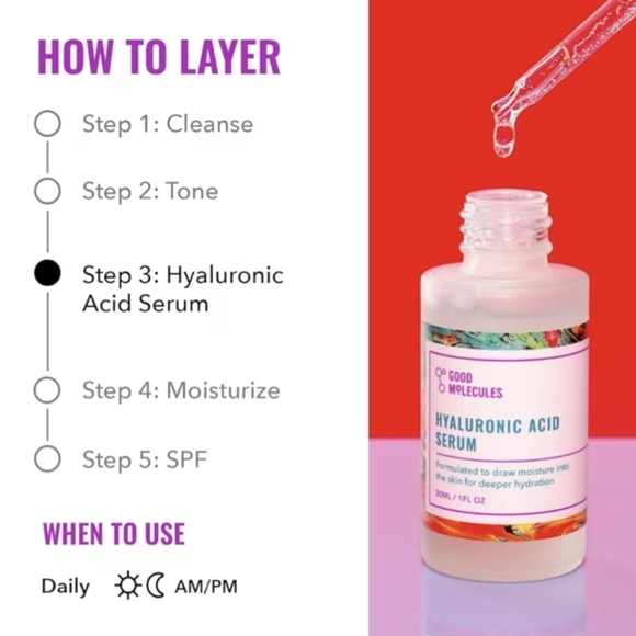 Good Molecules Hyaluronic Acid Serum 1% Ultra Hydrating Moisturizer Skincare - Picture 6 of 7